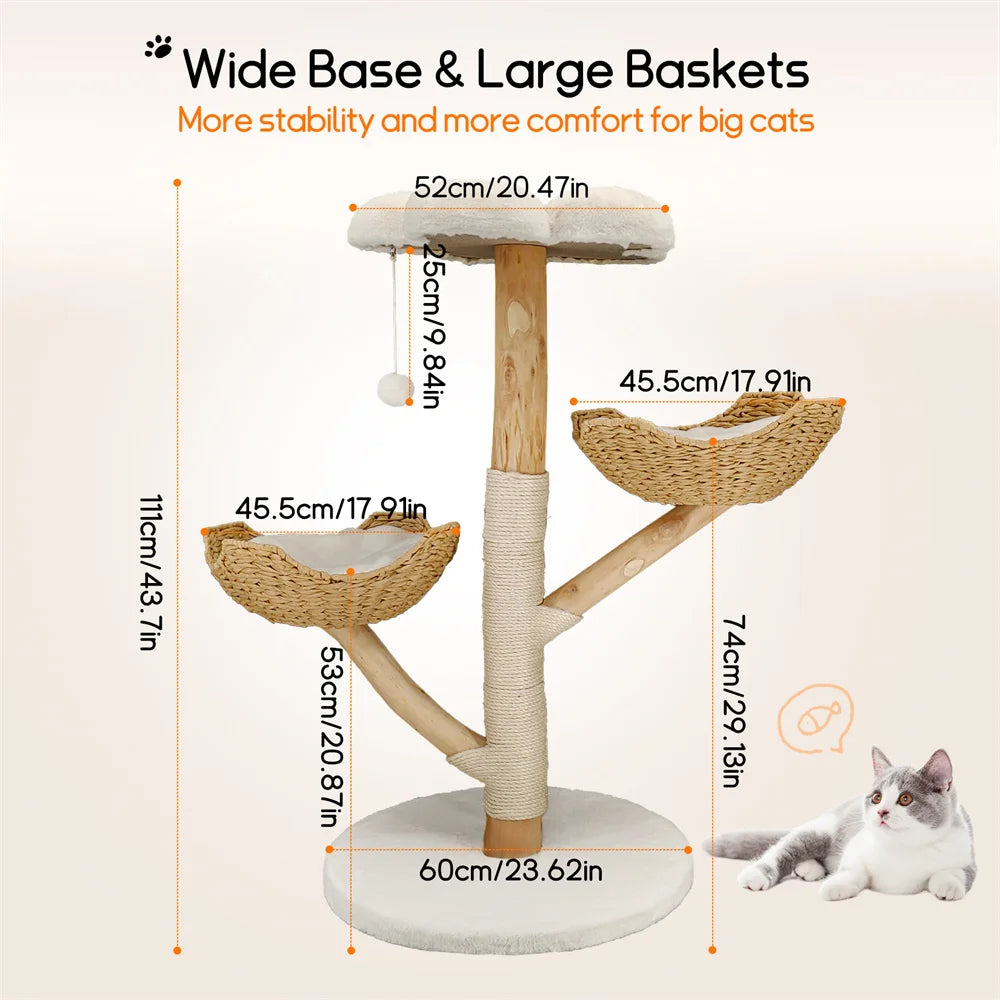 Premium Katzen-Kletterturm aus Holz & Sisal