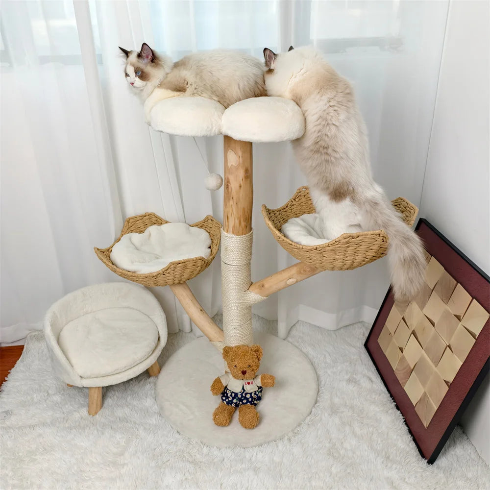 Premium Katzen-Kletterturm aus Holz & Sisal