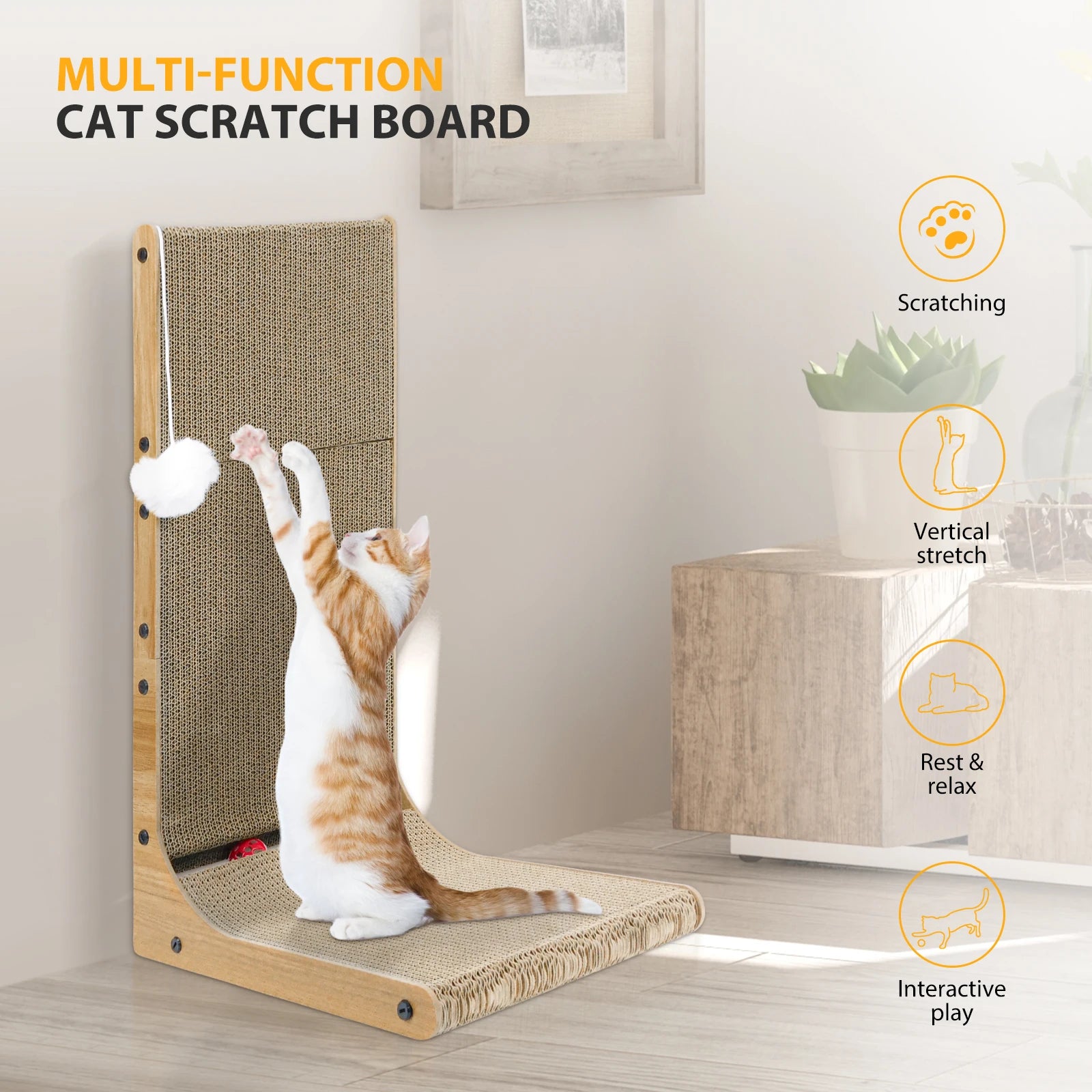 L-förmiges Kratzbrett mit Spielball