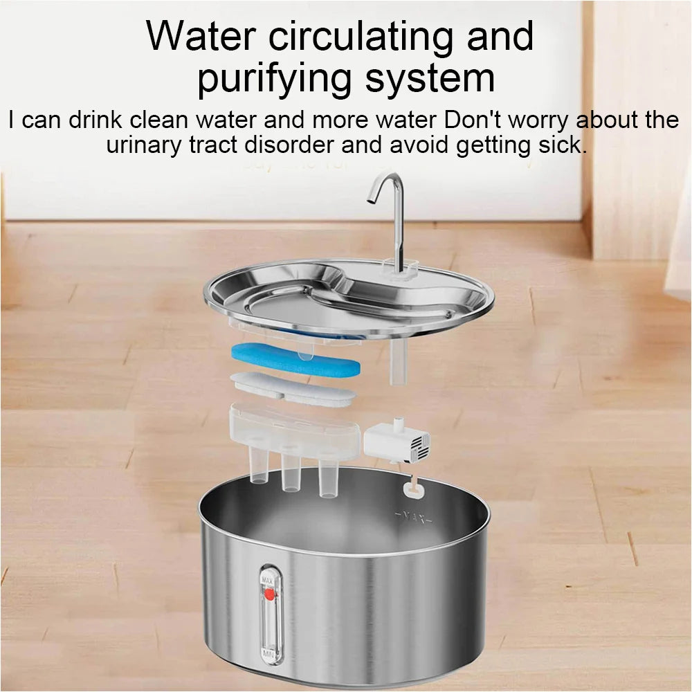 3,2 L Katze Trinkbrunnen Edelstahl