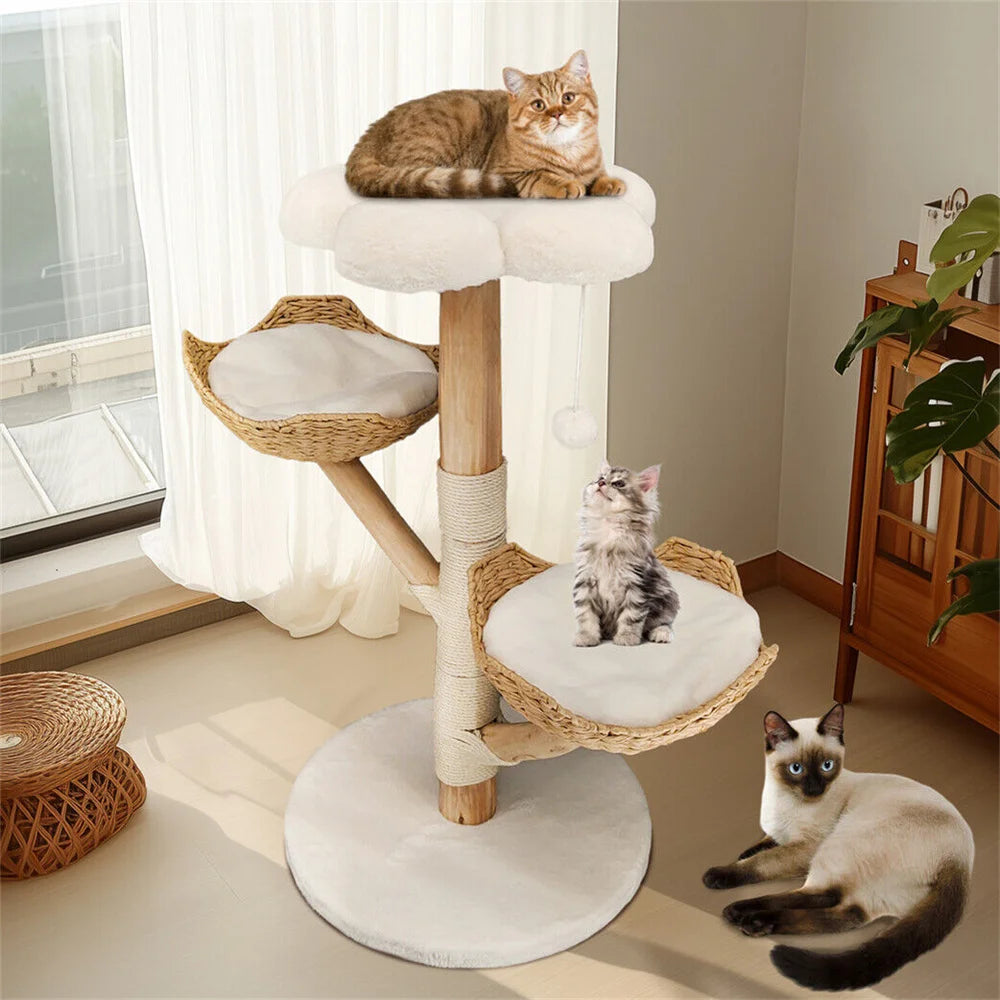 Premium Katzen-Kletterturm aus Holz & Sisal