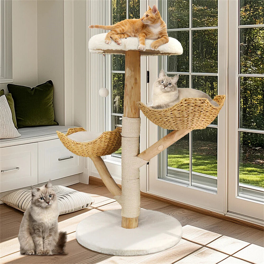 Premium Katzen-Kletterturm aus Holz & Sisal