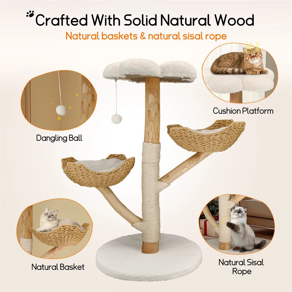 Premium Katzen-Kletterturm aus Holz & Sisal